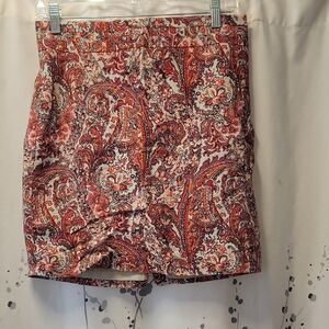 LOFT Paisley Mini Skirt - Red and White